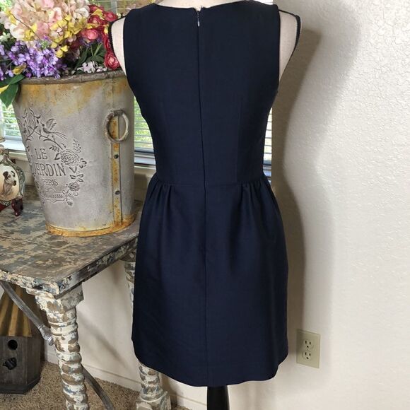 J. Crew Deep Navy Fit and Flare Preppy Dark Academia Dress Size 0 - Picture 4 of 12